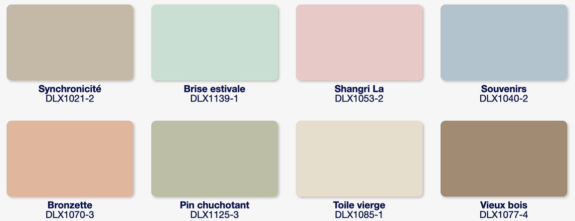 Échantillons de couleurs de peinture Sérénité Dulux pour 2023